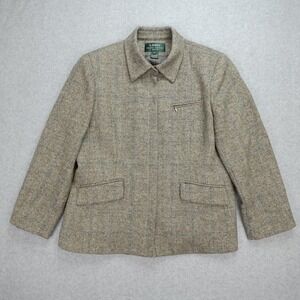 Vintage Lauren Ralph Lauren Wool Jacket Coat Womens 14P Tweed Equestrian Buttons